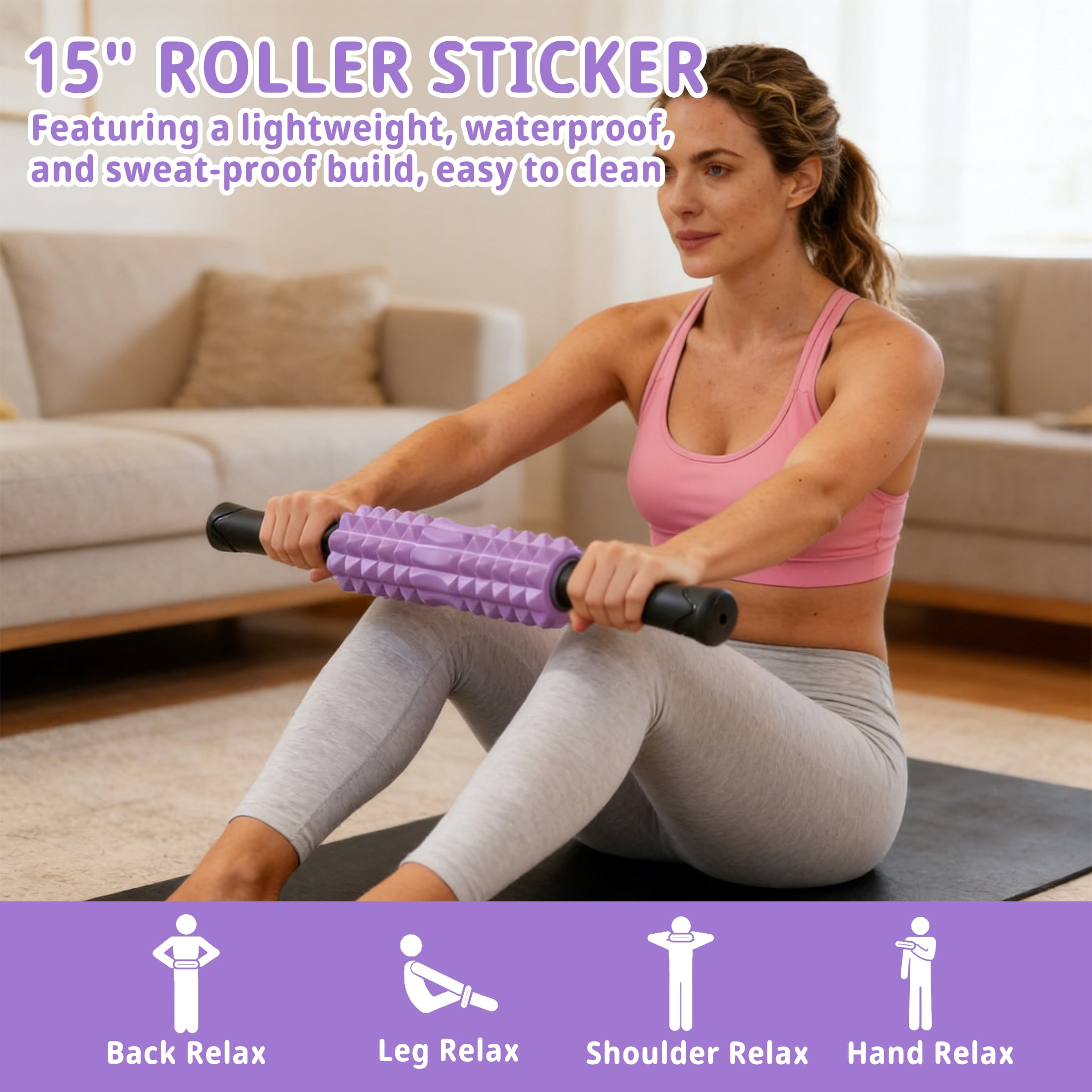 3-in-1 Foam Roller Set, Deep Tissue Muscle Massager Kit with 13" Grid Roller, 15" Massage Stick & Ball, Physical Therapy Recovery Tools