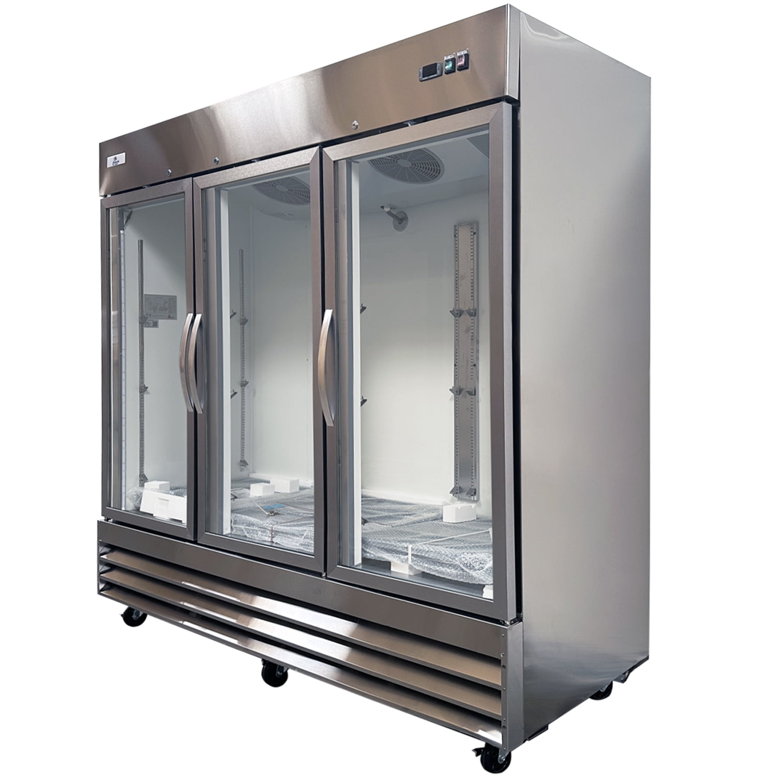 80” NSF Certified 3-Glass-Door Commercial Freezer | Stainless Steel | Bottom-Mount Compressor | –8°F to 0°F | LED Interior Lighting | R290 Eco Refrigerant | ETL & NSF Certified