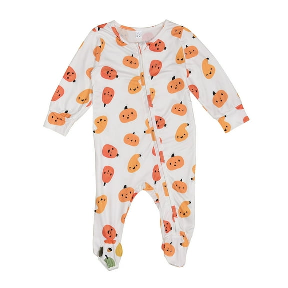 Staki Baby Boy Winter Clothes Baby Boy Outfit Footie Romper Long Sleeve Bodysuit One Piece Jumpsuit(Orange,3-6 Months)