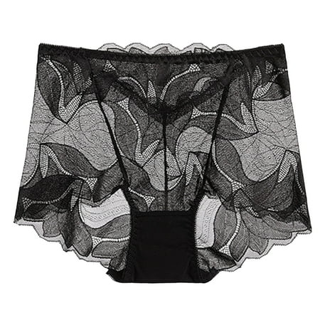

YUUZONE Floral Printed Solid Color Panties See-through-Seamless Low Waist Breathable Comfortable for Girls Students