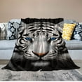 thumbnail image 2 of Nawypu  White Tiger Stare Raschel Throw Blanket,, 2 of 6