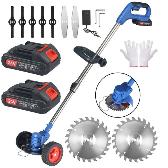 ZLieatmp Cordless Weed Eater and Lawn Trimmer with Wheels,Extendable & Adjustable for Easy Yard Care