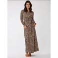 thumbnail image 3 of Printed Crew Neck Maxi Dress with Belt, 3 of 7