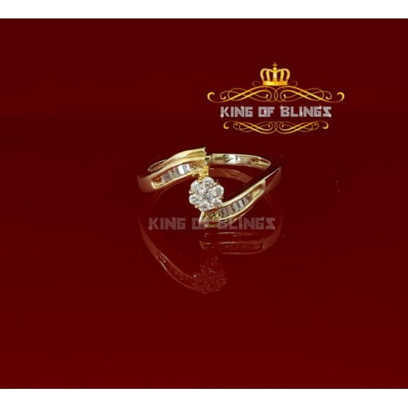 King Of Bling's 925 Sterling Silver 0.50ct flower Yellow Cubic Zirconia Womens Ring size7.5
