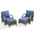 thumbnail image 5 of POCASSY 4 Pieces Patio Furniture Set with Wicker Chairs and Ottomans, Metal Armrest Outdoor Conversation Set Wicker Patio Chairs for Porch Outside, Brown Wicker Blue Cushion, 5 of 10