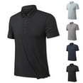 thumbnail image 7 of Lovskoo Shirts for Men Collared Short Sleeve Summer Lapel Solid Color Button Daily Casual Outdoor Shirt T Shirt Vacation Beach Summer Tops Black, 7 of 7