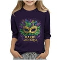 thumbnail image 2 of Spazoro Kids Child Girls Casual T-Shirts Tee, Fashion Summer Mardi Gras Print 3/4 Sleeve Crew Neck Loose Tops Trousers for Girls Purple Size 4 T, 2 of 5
