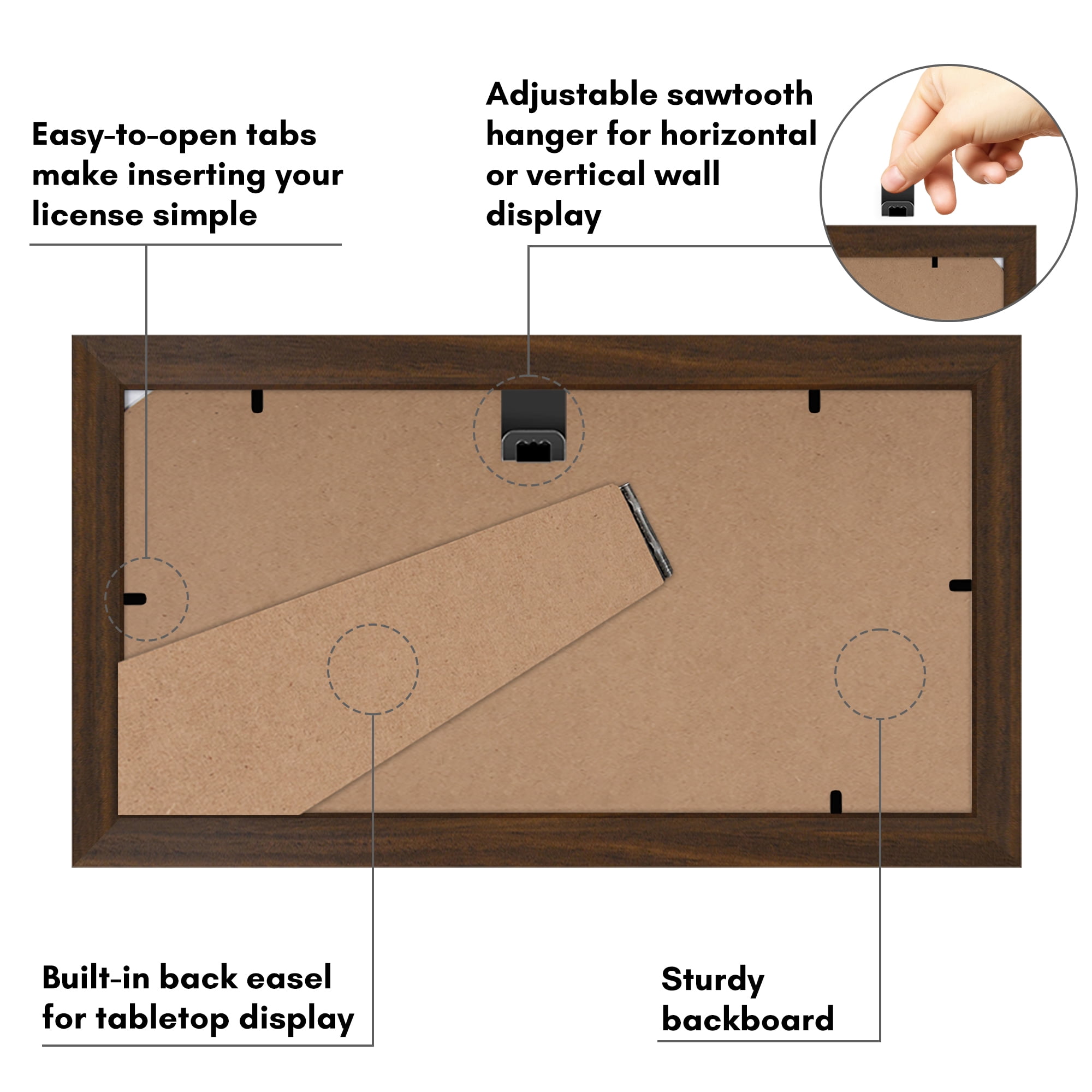 Americanflat 5x10 Picture Frame with Shatter-Resistant Glass with 3.5x8 Mat Business License Display - Walnut