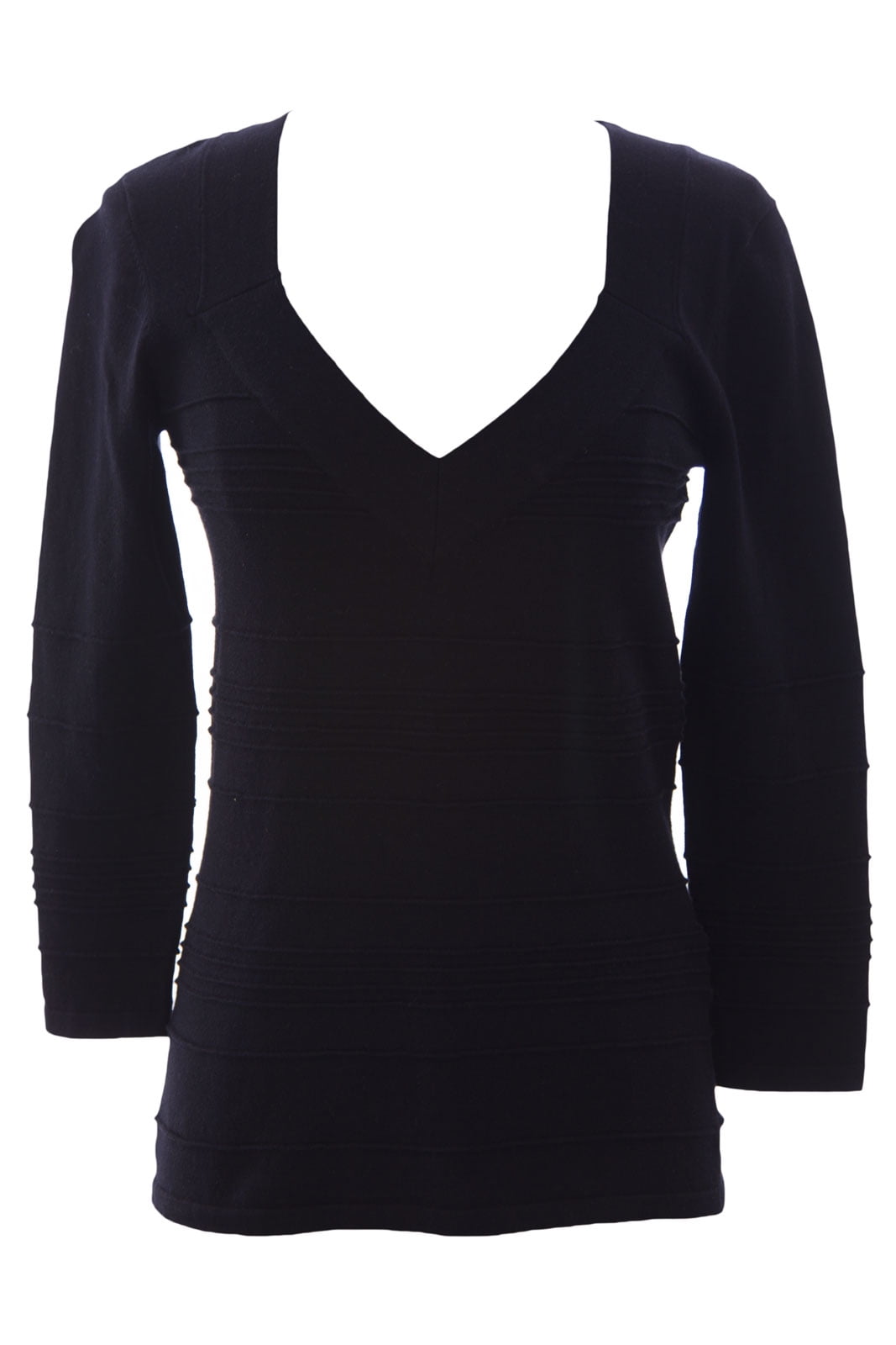 August Silk Women's Squared V-Neck Ribbed Sweater Medium Black ...