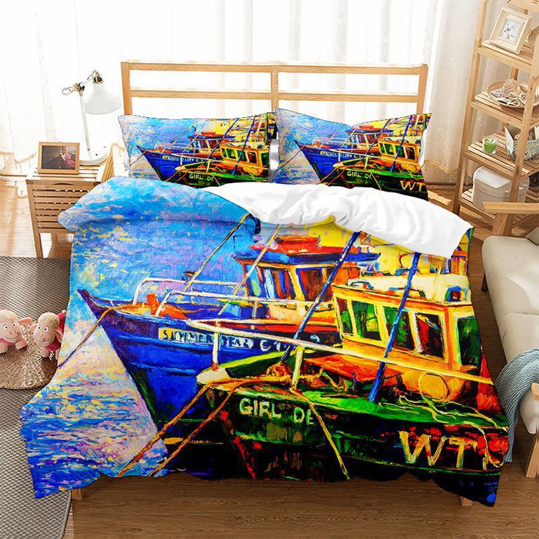 Vivid Fish Bed Sheet Set 3D Printed Polyester Green Bed Flat Sheet With  Pillowcase Bed Linen