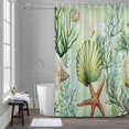 thumbnail image 5 of Ocean Seashell Bathroom Shower Curtain, Nautical Watercolor Sea Shell Starfish Seaweed Coral Waterproof Washable Soft Bath Curtain for Bathtub Decor with 12 Hooks&Grommet, 48x72 Inch, 5 of 9
