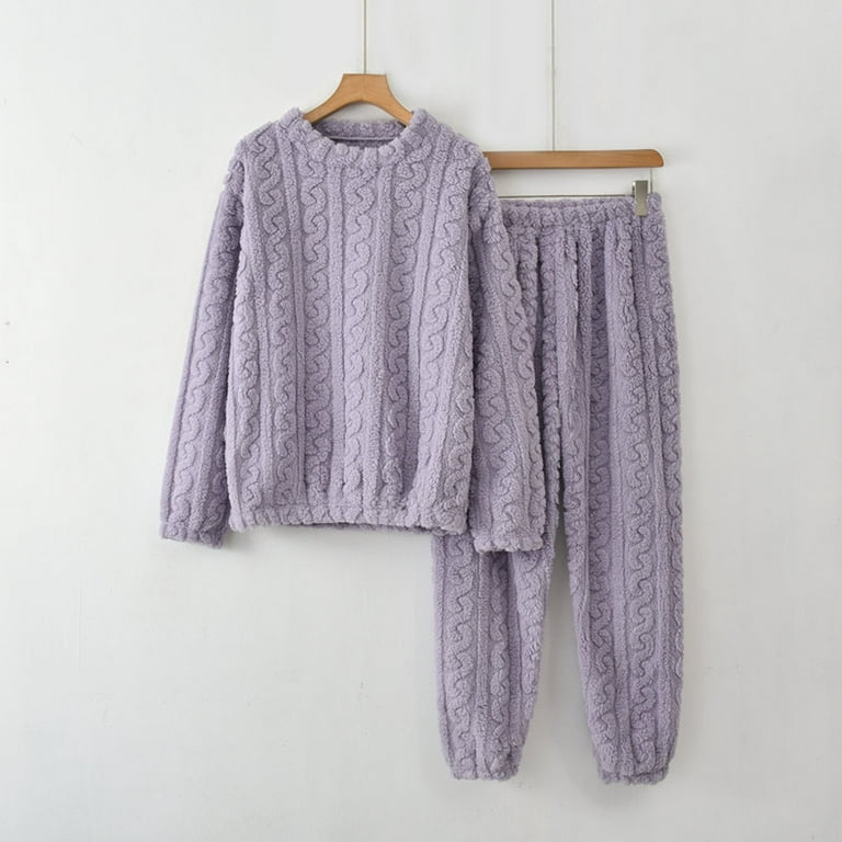 AherBiu Womens Flannel 2 Piece Homewear Sets Thermal Warm Winter