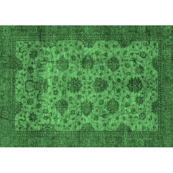 Ahgly Company Indoor Rectangle Abstract Emerald Green Modern Area Rugs, 5' x 7'