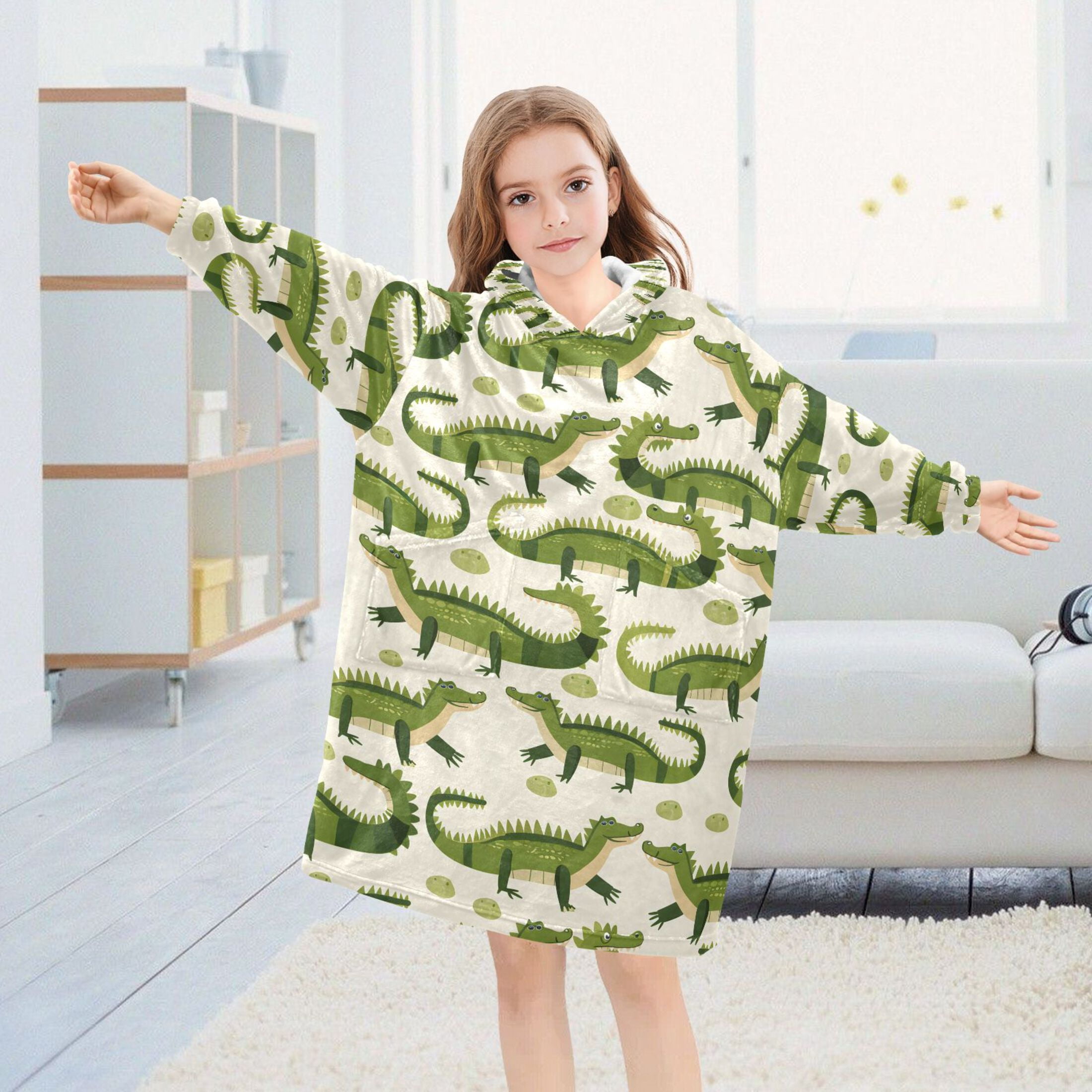 joogoo Blanket Hoodie for Cute Crocodile Oversize Sweatshirt 3-14 YR L