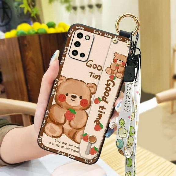 KDY-Phone Case For Samsung Galaxy A03S/SM-A037G, Wristband Back Cover Soft case Wrist Strap Waterproof Shockproof Dirt-resistant Protective Anti-dust Cute Phone Holder Kickstand Durable