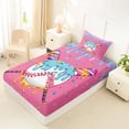 thumbnail image 4 of Castle Fairy Sport Baseball Candy Print Twin Sheets 3pcs, Ice Cream Drip Bedding, Pink Blue Yellow,1 Fitted Sheet, 1 Flat Sheet and 1 Pillowcase, 4 of 6