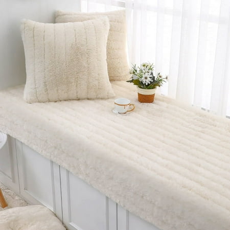 

Namzi Solid Color Plush Table Runner Faux Sheepskin Decorative Shaggy Dresser Scarf Not-Slip Desk Pad Luxury False Fur Dresser Tablecloth-white 70x210cm(27.56x82.68inch)