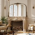thumbnail image 3 of BEAUTYPEAK 44"x 32" Arched Vintage Decor Mirror Vanity Wall Mirror, Antique Bronze, 3 of 6