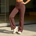 thumbnail image 6 of Edvintorg Yoga Pants Women Lightweight Solid Color Drawstring High Waisted Casual Workout Trouser Woman Clothes Brown S-2XL, 6 of 8