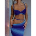 thumbnail image 3 of Women'S 2 Piece Sets Summer Beach Sexy- Ruched Backless - Top and Cut Out Skirt Night Out Dress Blue M, 3 of 7