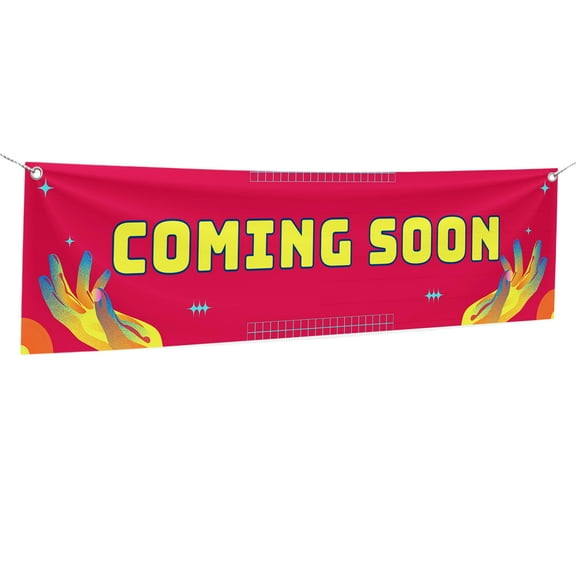 Coming Soon Large Banners and Signs for Outdoor by DreamController-Polyester Banner with 4 Holes for Easy Hang Indoor & Outdoor|4x1 Feet HD Banner to Promote Events| Made in USA