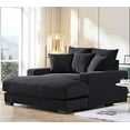 thumbnail image 2 of Uspridefurniture Corduroy Luxe Upholstered Chaise Lounge Sofa, Black, 2 of 4