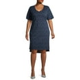 thumbnail image 2 of Terra & Sky Women's Plus Size V-Neck T-Shirt Dress with High Low Hem, 2 of 6