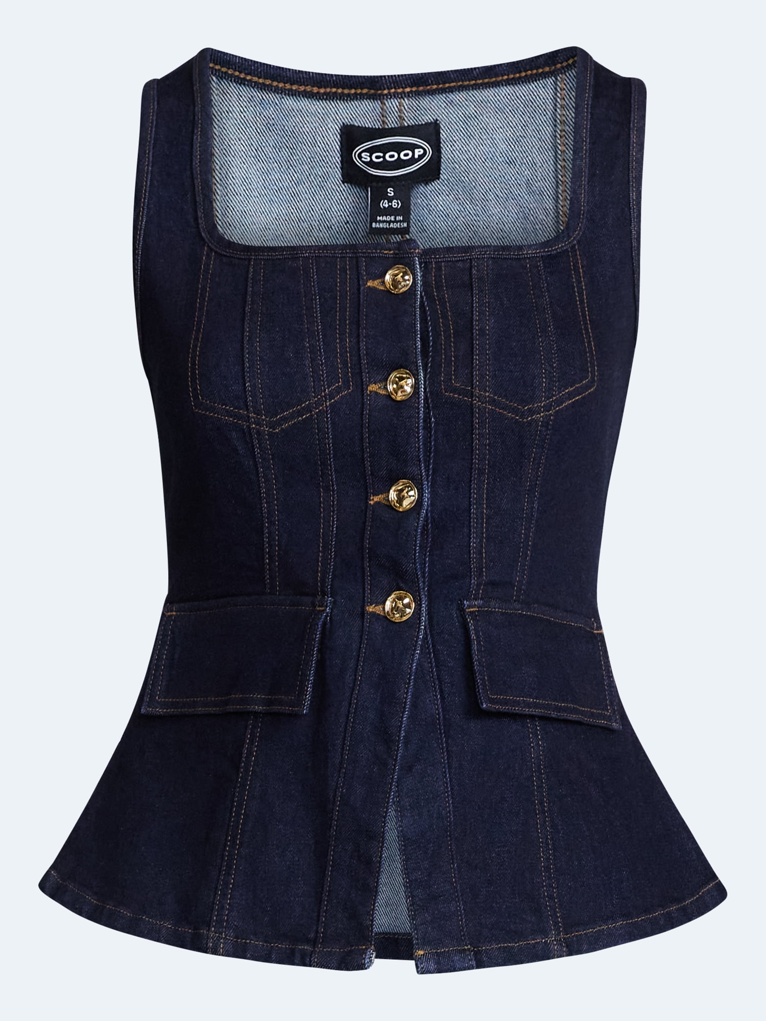 Scoop Women's and Women's Plus Denim Corset Top, Sizes XS-4X