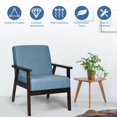 thumbnail image 4 of Spaco Solid Rubber Wood Fabric Accent Armchair-Blue, Modern Mid-Century Upholstered Living Room Chair, 4 of 8