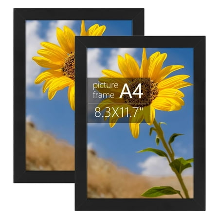 Golden State Art A4 8.3x11.7 Inch Matted Picture Frames with Plexiglass,, Black, Set of 2