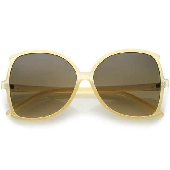 Women's Oversize Butterfly Sunglasses Slim Arms Neutral Colored Lens 61mm (Creme / Lavender)