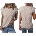 thumbnail image 2 of Blusas de Verano para Mujer, Informales, de Cuello Redondo, de Punto Gofre, con Mangas , Blusas Holgadas. Albaricoque L, 2 of 6
