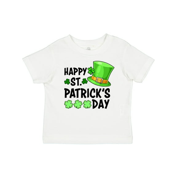 Inktastic Happy St. Patrick's Day Green Hat and Clovers Boys or Girls Baby T-Shirt