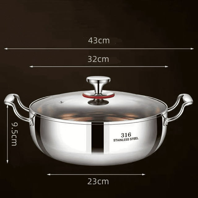 RKSTN A Stockpot Stainless Steel Glass Lid Soup Pot Stainless Steel Hot Pot Pot Household Extra Thick Soup Pot Kitchen Gadgets