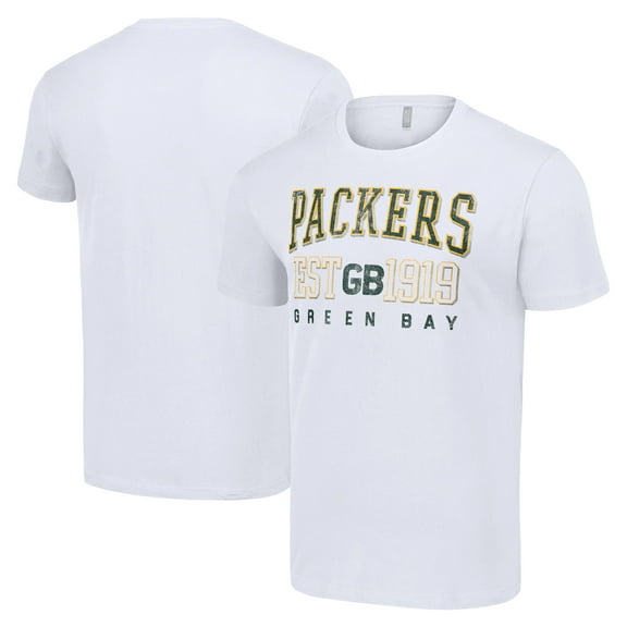 Men's Starter White Green Bay Packers Throwback Logo T-Shirt