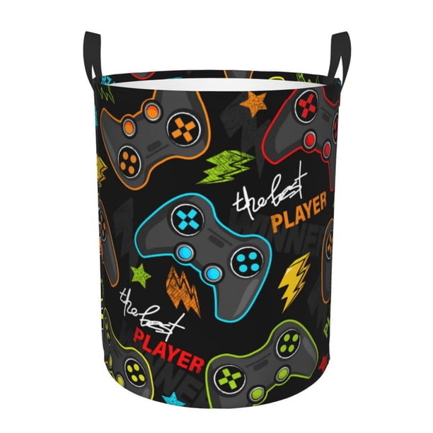Balery Play Game3 Cesta de ropa redonda con asas, impermeable, independiente, para ropa, juguetes, dormitorio y familia-Medium