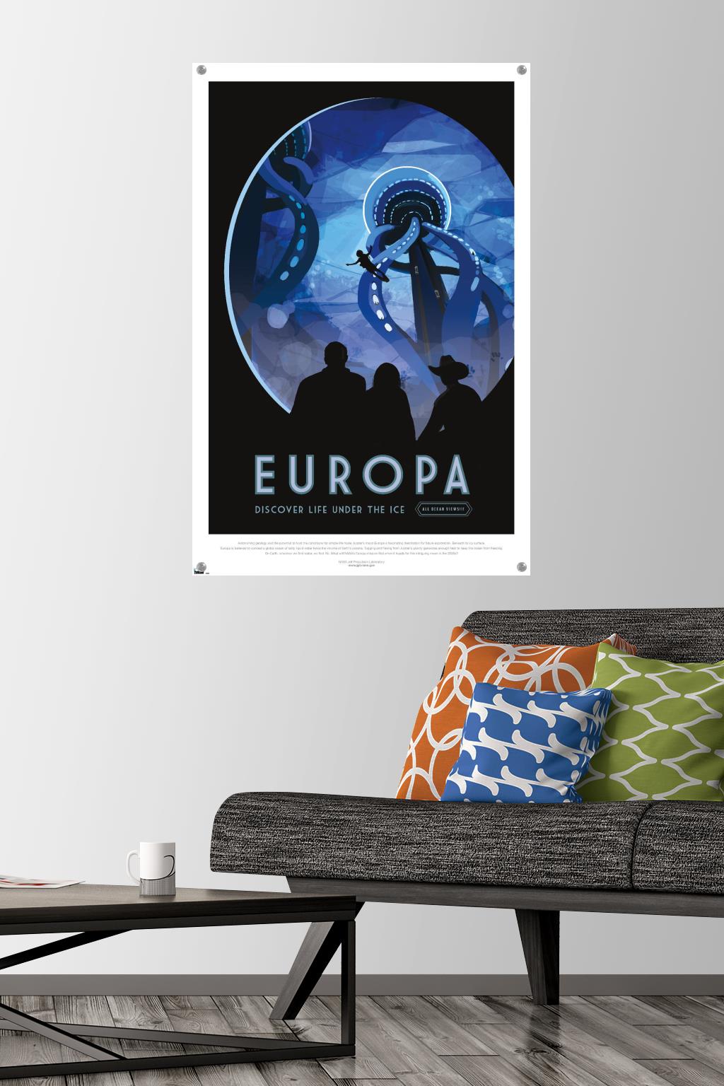 NASA - Europa Travel Poster Wall Poster with Pushpins, 22.375" x 34"