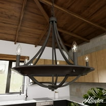 Hunter - Perch Point 5-light Noble Bronze, Medium Size Chandelier, Dimmable, Casual Style, Empire Shaped, for Bedrooms, Kitchens, Dining, Living Rooms - 19416