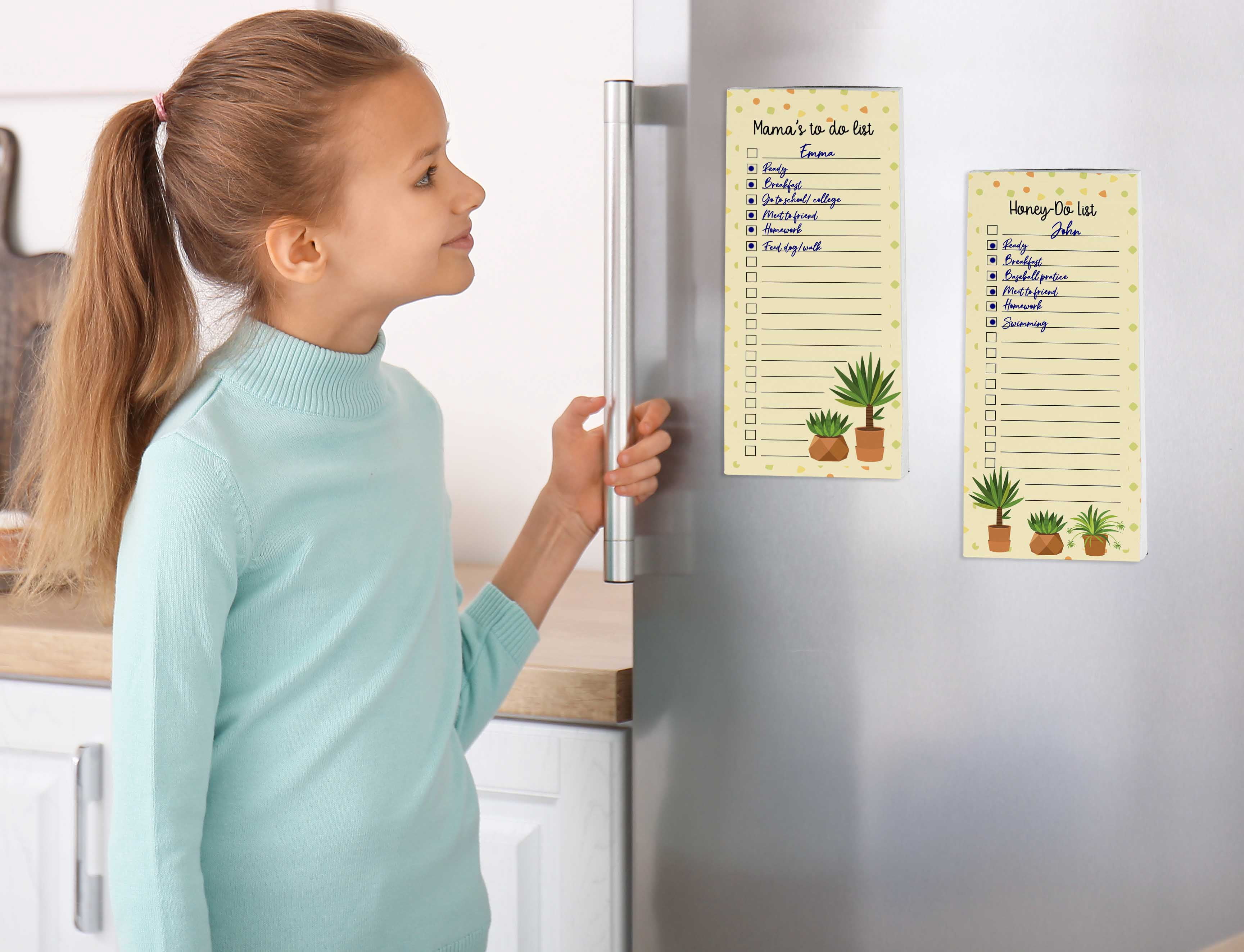 Inkdotpot Pack of 3 Magnetic Fridge To-Do List Notepads- Magnetic Memo Pads For Refrigerator-(50 Sheets Each)-6H