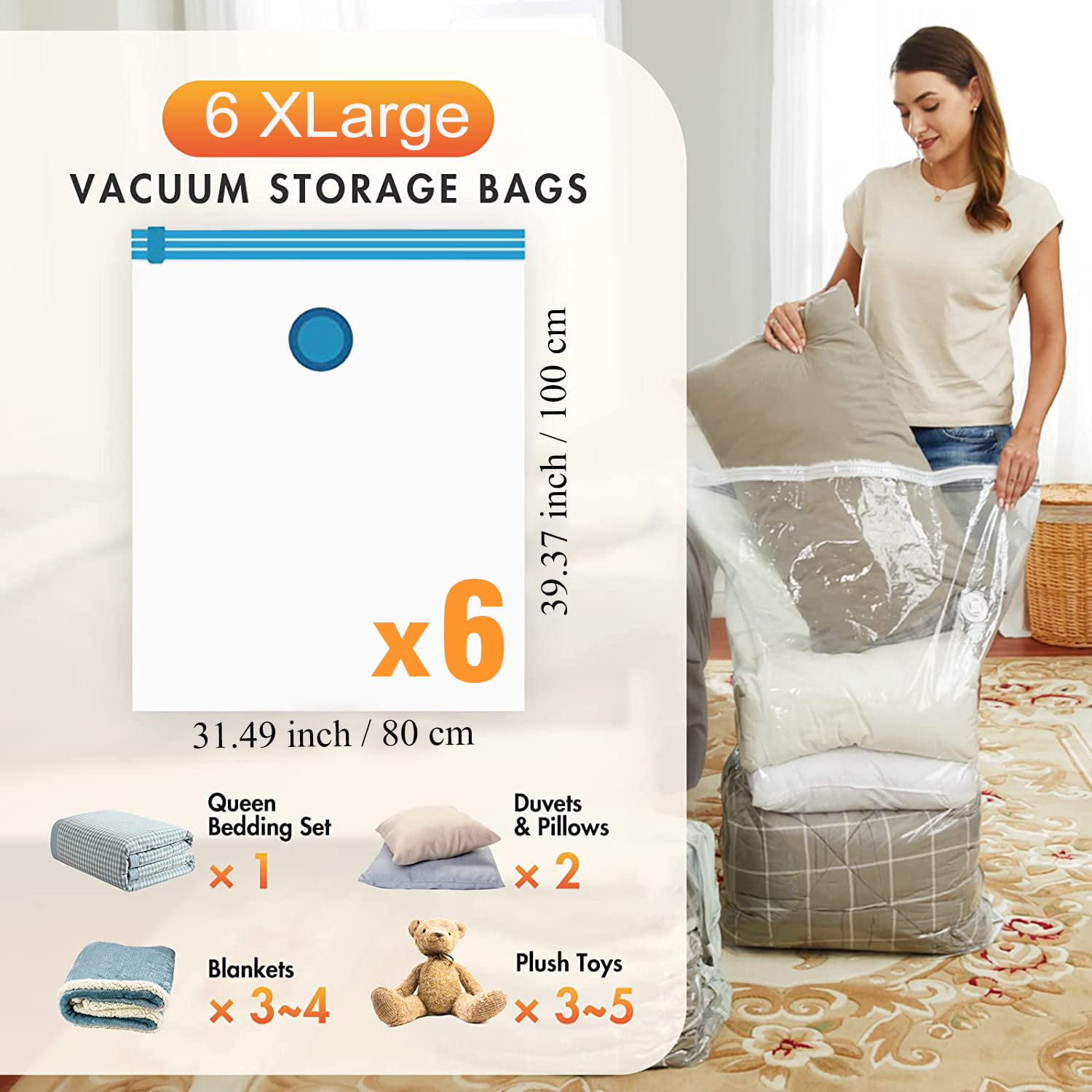 Vacuum Storage Bags,, Space Saver Sealer Bags, Airtight Compression Bags  For Clothes, Pillows, Comforters, Blankets, Bedding - Temu