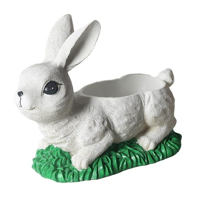 Figuritas de , maceta de conejo, estatua de jardín, lindos adornos de Pascua, maceta pequeña blanco