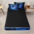 thumbnail image 4 of Manfei Wild Wolf Zipper Twin Comforter Sets with Fitted Sheet and 2 Pillowcases,Blue Fire Pattern Zipper Bedding Set,Black Reversible,4pcs, 4 of 8
