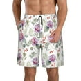 thumbnail image 2 of Uemuo Orchids Flowers Pattern Men's Swim Trunks Hawaiian Beach Bathing Suit Swimsuits Beach Quick-Dry Shorts with Pockets-Large, 2 of 9