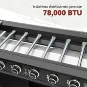 Royal Gourmet 44 6-Burner Flat Top Gas Grill Griddle, Griddle with Foldable Side Shelves, Front Spice Rack, Double-Layer Bottom Shelves, GB6000