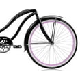 thumbnail image 4 of Micargi ROVER GX 26" Beach Cruiser Coaster Brake Single Speed Stainless Steel Spokes One Piece Crank Alloy Pink Rims White Wall Tire 36H With Fenders Color: Black/Pink Rim, 4 of 4