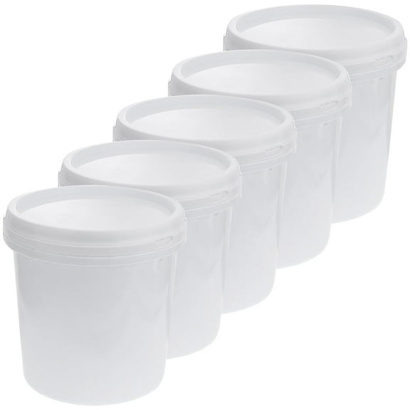 5 Pcs Food Grade Plastic Bucket Tools Farm Pail with Lid 1L Portable Water Small