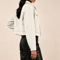 thumbnail image 5 of cocolona Jackets for Women Solid Color Lapel Long Sleeve Crop Coat Loose Casual Zipper Fall Winter Outerwear, 5 of 7