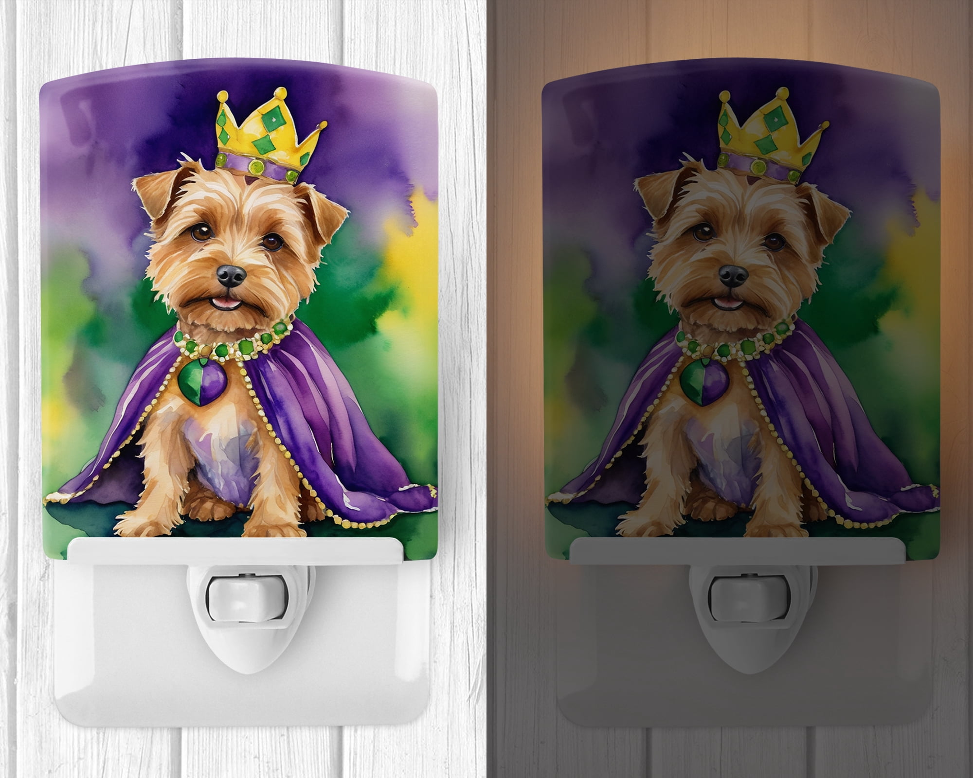 Norfolk Terrier King of Mardi Gras Ceramic Night Light 4 in x 6 in