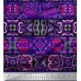 thumbnail image 1 of Soimoi Moss Georgette Fabric Stripe & Floral Kaleidoscope Printed Fabric 1 Yard 42 Inch Wide, 1 of 1