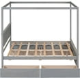 thumbnail image 4 of Wood Canopy Bed with Four Drawers,Full Size Canopy Platform Bed with Support Slats .No Box Spring Needed, Brushed, 4 of 9